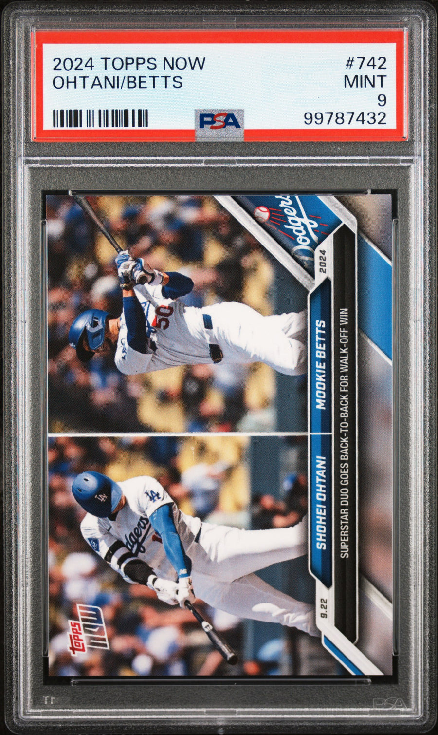 (3)2024 Topps Now #742 Ohtani/Betts PSA 9 — Front