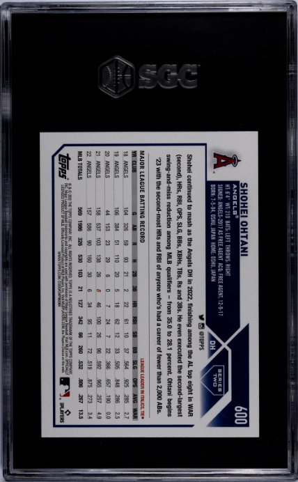 2023 Topps #600 Shohei Ohtani SGC 10 — Back
