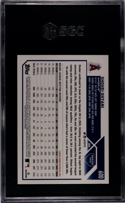 2023 Topps #600 Shohei Ohtani SGC 8.5 — Back