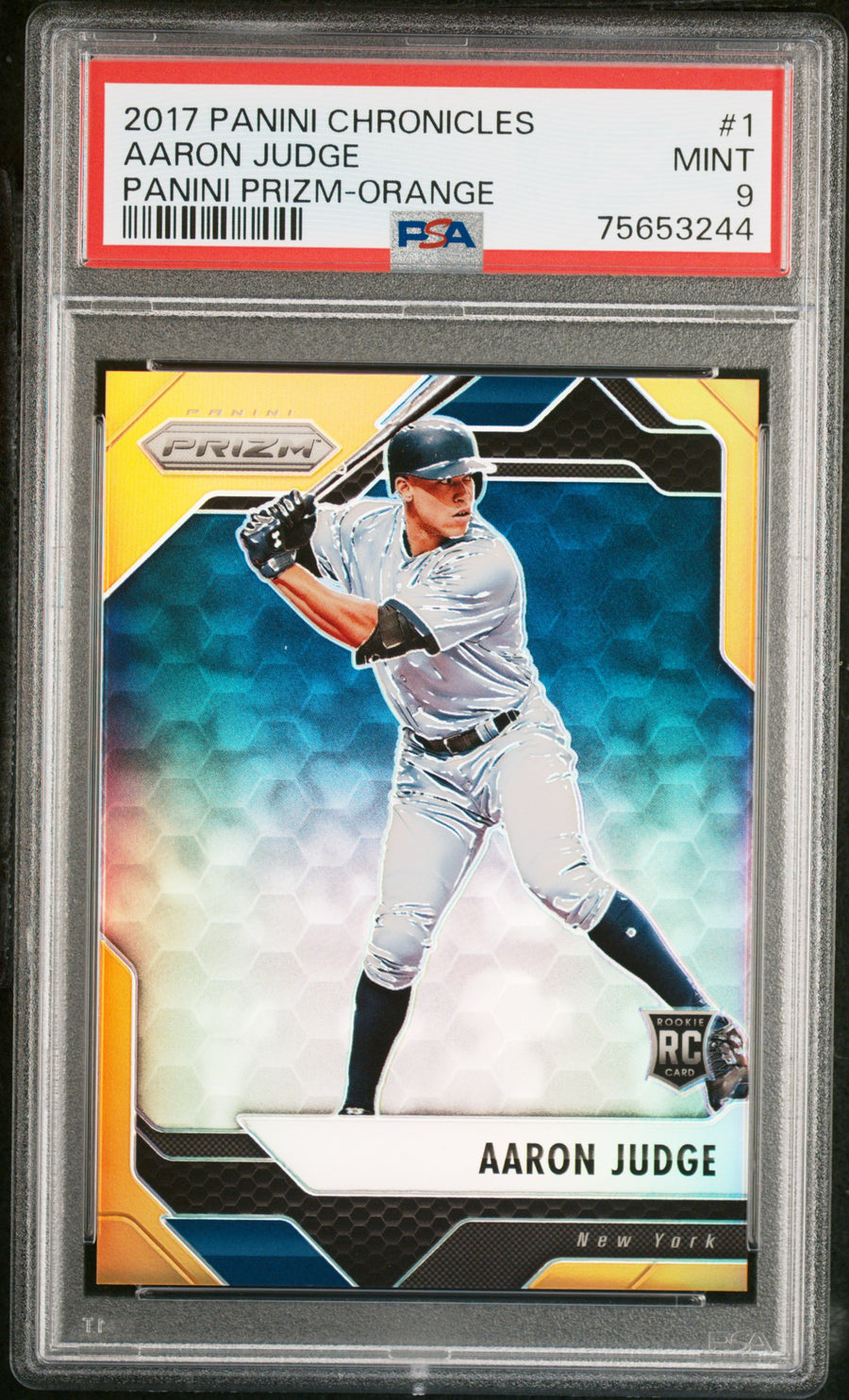 2017 Panini Chronicles Panini Prizm #1 Aaron Judge Panini Prizm-Orange PSA 9 — Front
