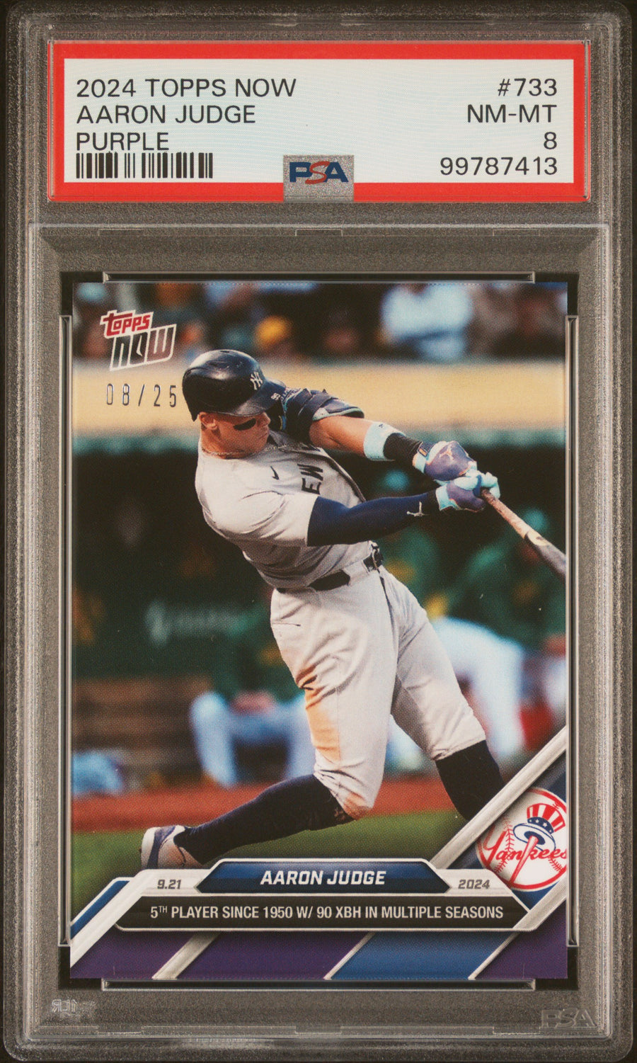 2024 Topps Now #733 Aaron Judge Purple PSA 8 — Front