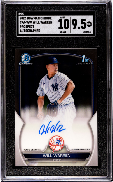 2023 Bowman Chrome #CPA-WW Will Warren Prospect SGC 9.5-10 — Front