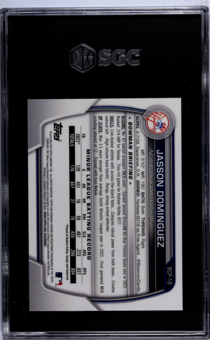 2023 Bowman Mega Box #BCP-18 Jasson Dominguez SGC 9 — Back