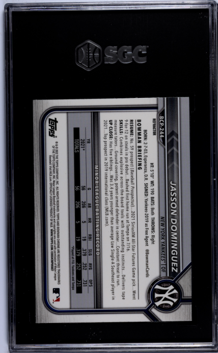 #BCP-244 Jasson Dominguez Shimmer Refractor SGC 9.5 — Back