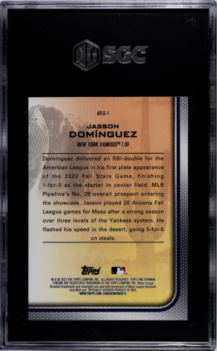 2023 Bowman Chrome #AFLS-1 Jasson Dominguez '22 AFL Fall Stars SGC 10 — Back