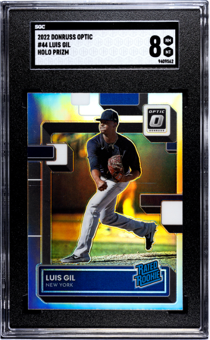 2022 Donruss Optic #44 Luis Gil Holo Prizm SGC 8 — Front