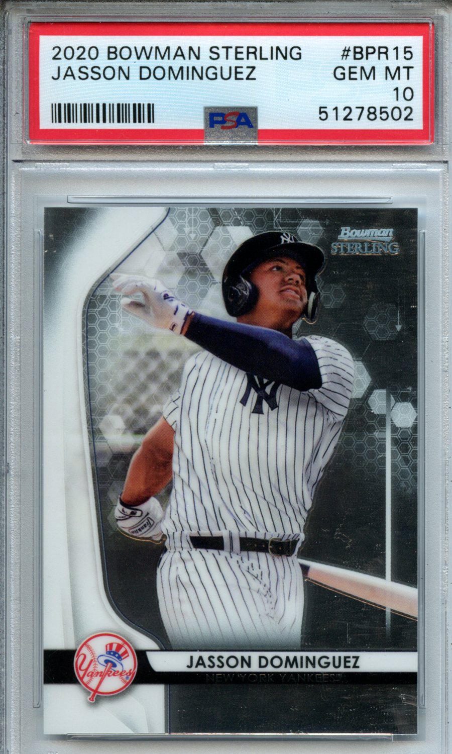 2020 Bowman Sterling #BPR15 Jasson Dominguez PSA 10 — Front