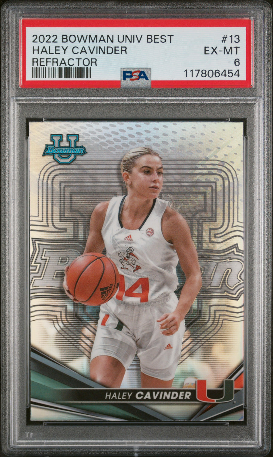 2022 Bowman University Best #13 Haley Cavinder Refractor PSA 6 — Front