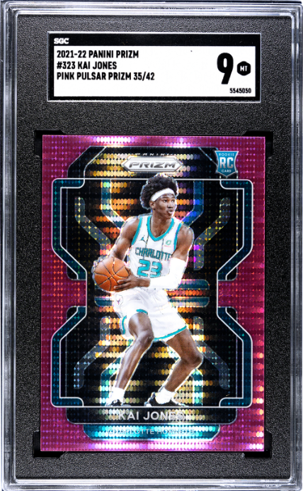 2021-22 Panini Prizm #323 Kai Jones Pink Pulsar Prizm RC SGC 9 — Front