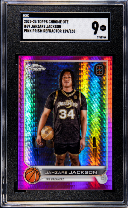 2022-23 #69 Jahzare Jackson Pink Prism Refractor SGC 9 — Front