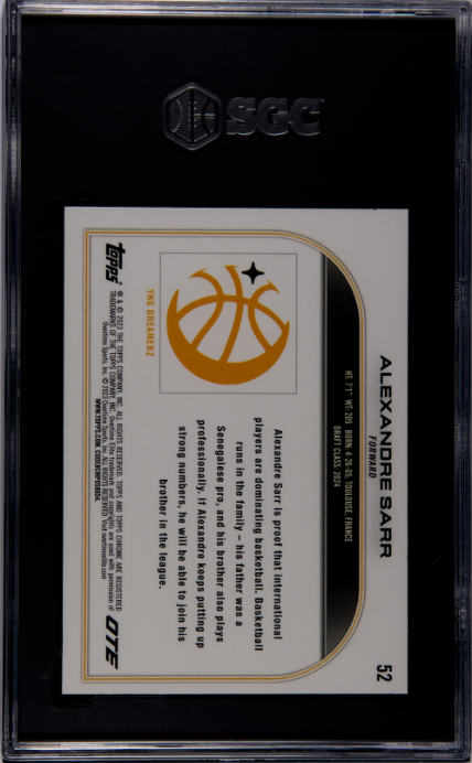 2022-23 Topps Chrome Overtime Elite #52 Alexandre Sarr SGC 9 — Back