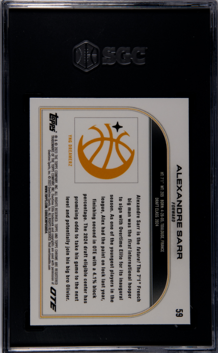 2022-23 Topps Chrome Overtime Elite #59 Alexandre Sarr SGC 9 — Back