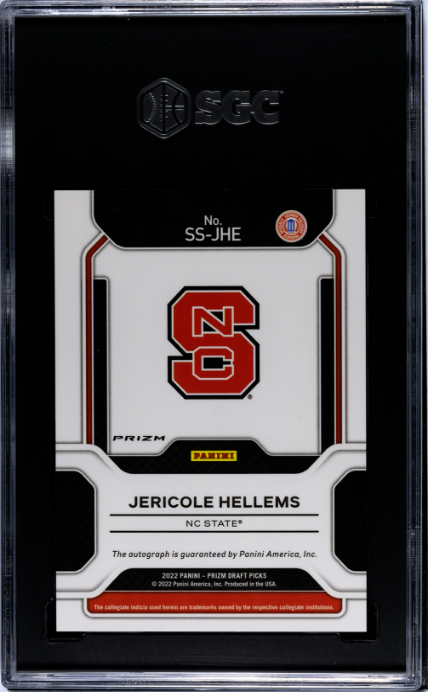 2022-23 Panini Prizm Draft Picks #SS-JHE Jericole Hellems Sensational Sigs. Green Prizm SGC 9 — Back