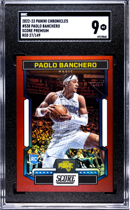 2022-23 Panini Chronicles #538 Paolo Banchero Score Premium Red RC SGC 9 — Front