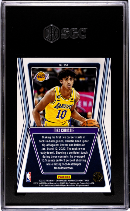 2022-23 Panini Chronicles #254 Max Christie Marquee Purple SGC 9.5 — Back