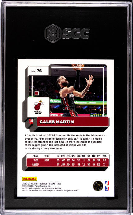 2022-23 Donruss #76 Caleb Martin Choice Red SGC 8.5 — Back