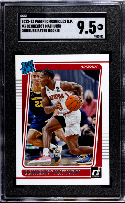 2022-23 Panini Chronicles Draft Picks #3 Bennedict Mathurin Donruss RR SGC 9.5 — Front