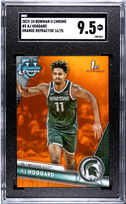 2023-24 Bowman U Chrome #5 Aj Hoggard Orange Refractor SGC 9.5 — Front