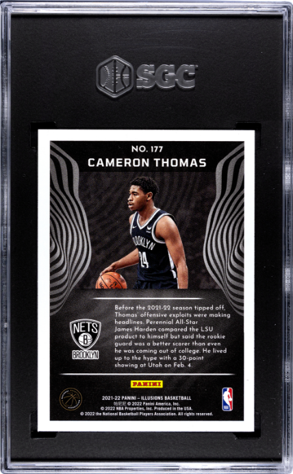 2021-22 Panini Illusions #177 Cameron Thomas RC SGC 10 — Back