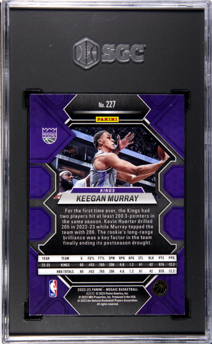 2022-23 Panini Mosaic #227 Keegan Murray RC SGC 9.5 — Back