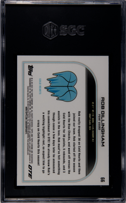 2022-23 Topps Chrome Overtime Elite #66 Rob Dillingham RC SGC 9 — Back