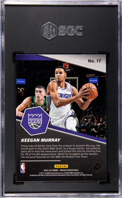 2022-23 Panini Mosaic #17 Keegan Murray Breakaway RC SGC 10 — Back