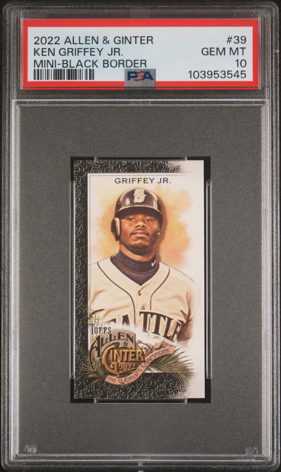 2022 Topps Allen & Ginter #39 Ken Griffey Jr. Mini-Black Border PSA 10 — Front