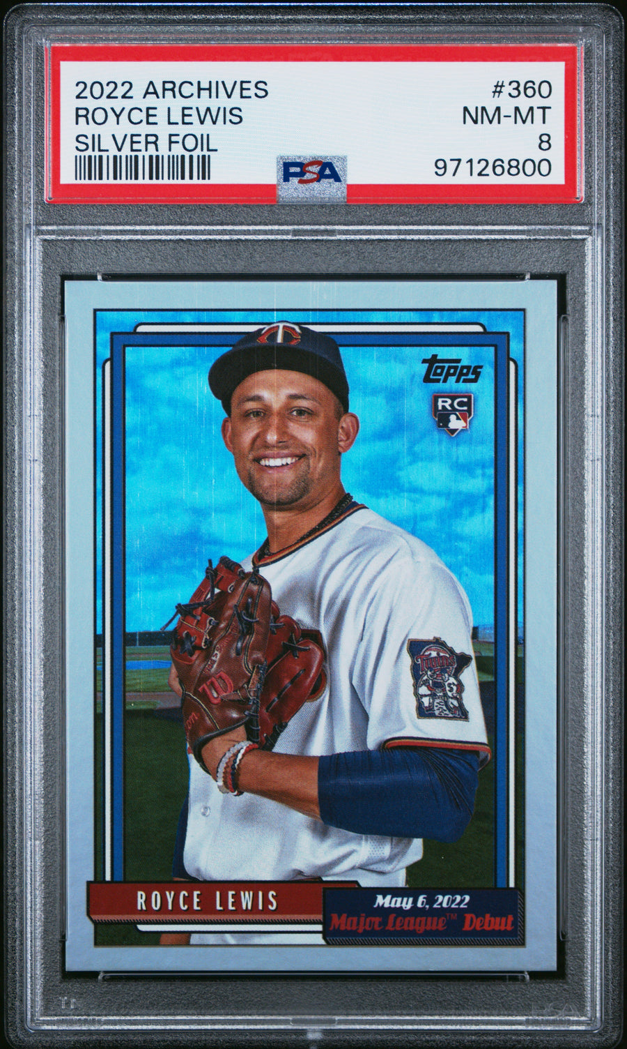 2022 Topps Archives #360 Royce Lewis Silver Foil RC PSA 8 — Front