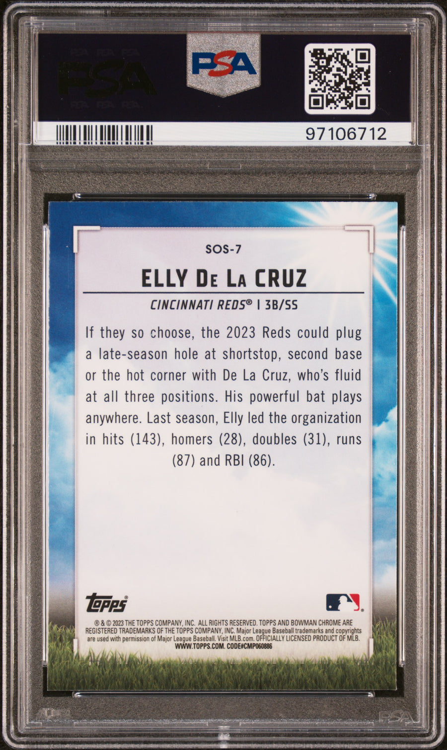 2023 Bowman Mega Box Chrome Sights On September #SOS7 Elly De La Cruz PSA 10 — Back