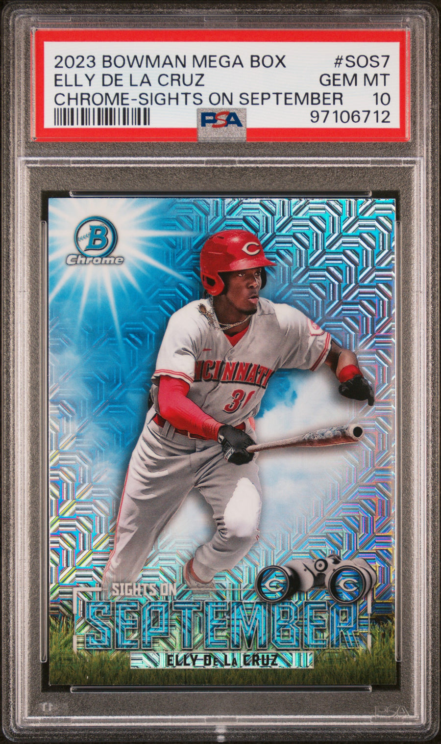 2023 Bowman Mega Box Chrome Sights On September #SOS7 Elly De La Cruz PSA 10 — Front