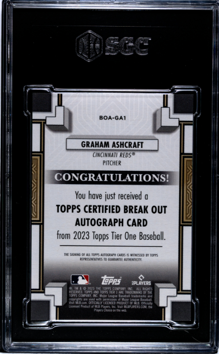 2023 Topps Tier One #BOA-GA1 Graham Ashcraft Break Out SGC 10-10 — Back