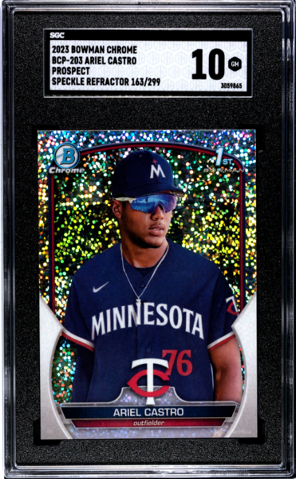2023 Bowman Chrome #BCP-203 Ariel Castro Speckle Refractor SGC 10 — Front