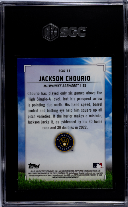 2023 Bowman #SOS-11 Jackson Chourio Sights on Sept. SGC 9.5 — Back