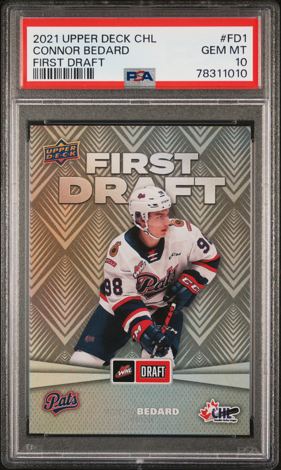 2021 Upper Deck CHL First Draft #FD1 Connor Bedard PSA 10 — Front