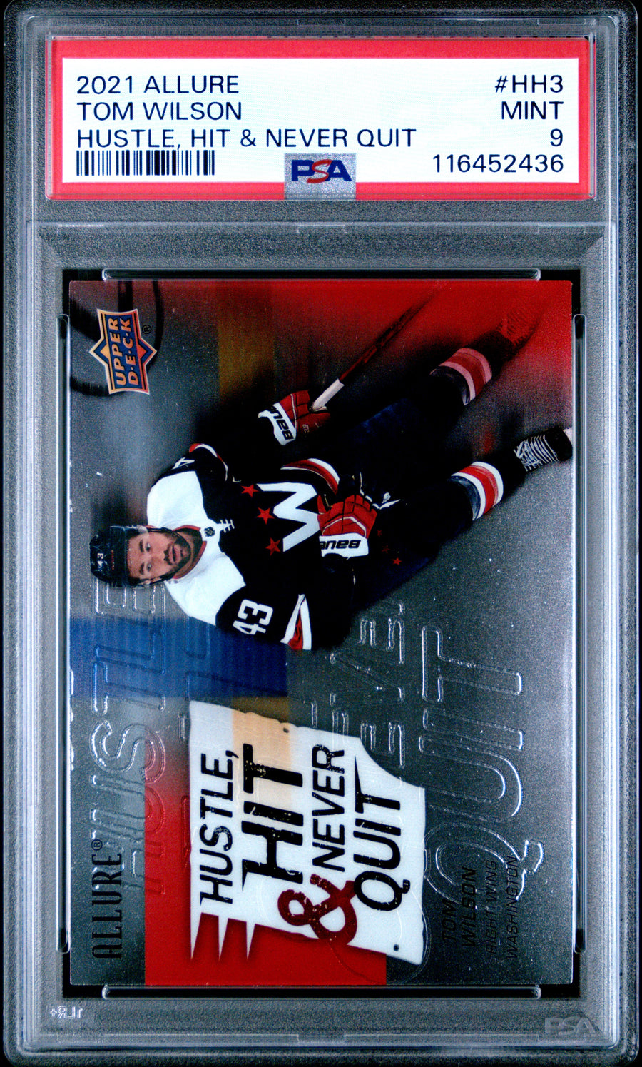 2021 Upper Deck Allure Hustle, Hit & Never Quit #HH3 Tom Wilson PSA 9 — Front
