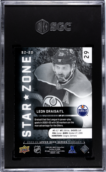2023-24 Upper Deck #SZ-20 Leon Draisaitl Star Zone SGC 10 — Back