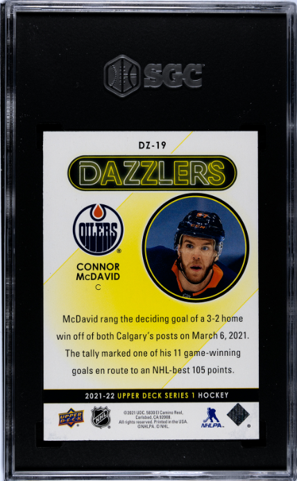 2021-22 Upper Deck #DZ-19 Connor Mcdavid Dazzlers Red SGC 5 — Back