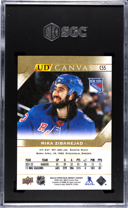 2022-23 Upper Deck #C55 Mika Zibanejad Canvas SGC 10 — Back