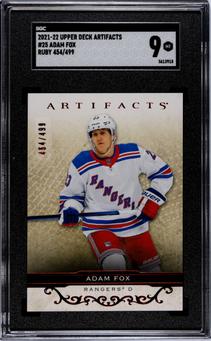 2021-22 Upper Deck Artifacts #25 Adam Fox Ruby SGC 9 — Front