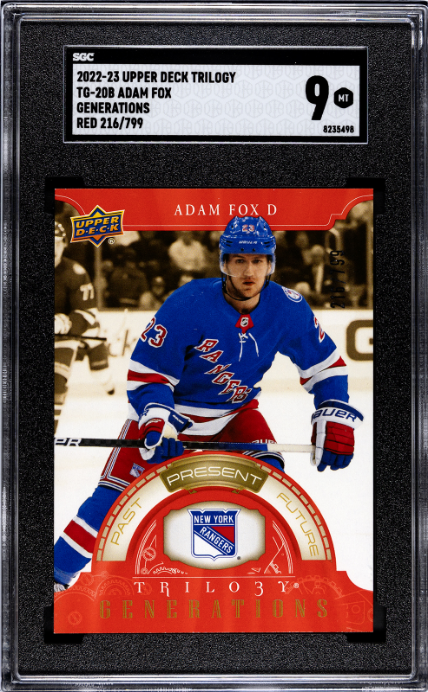 2022-23 Upper Deck Trilogy #TG-20B Adam Fox Generations Red SGC 9 — Front
