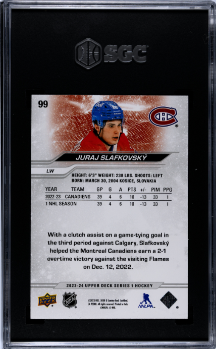 2023-24 Upper Deck #99 Juraj Slafkovsky SGC 8 — Back