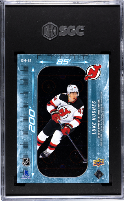 2023-24 Upper Deck #DM-81 Luke Hughes 200' X 85' SGC 9.5 — Back