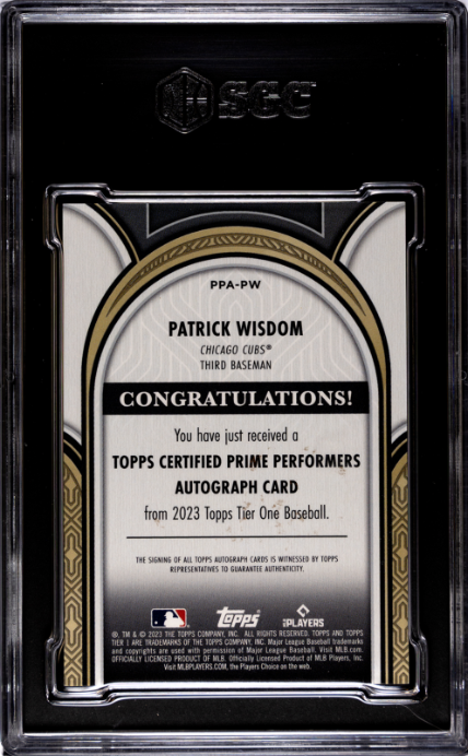 2023 Topps Tier One #PPA-PW Patrick Wisdom Prime Performers SGC 9 — Back