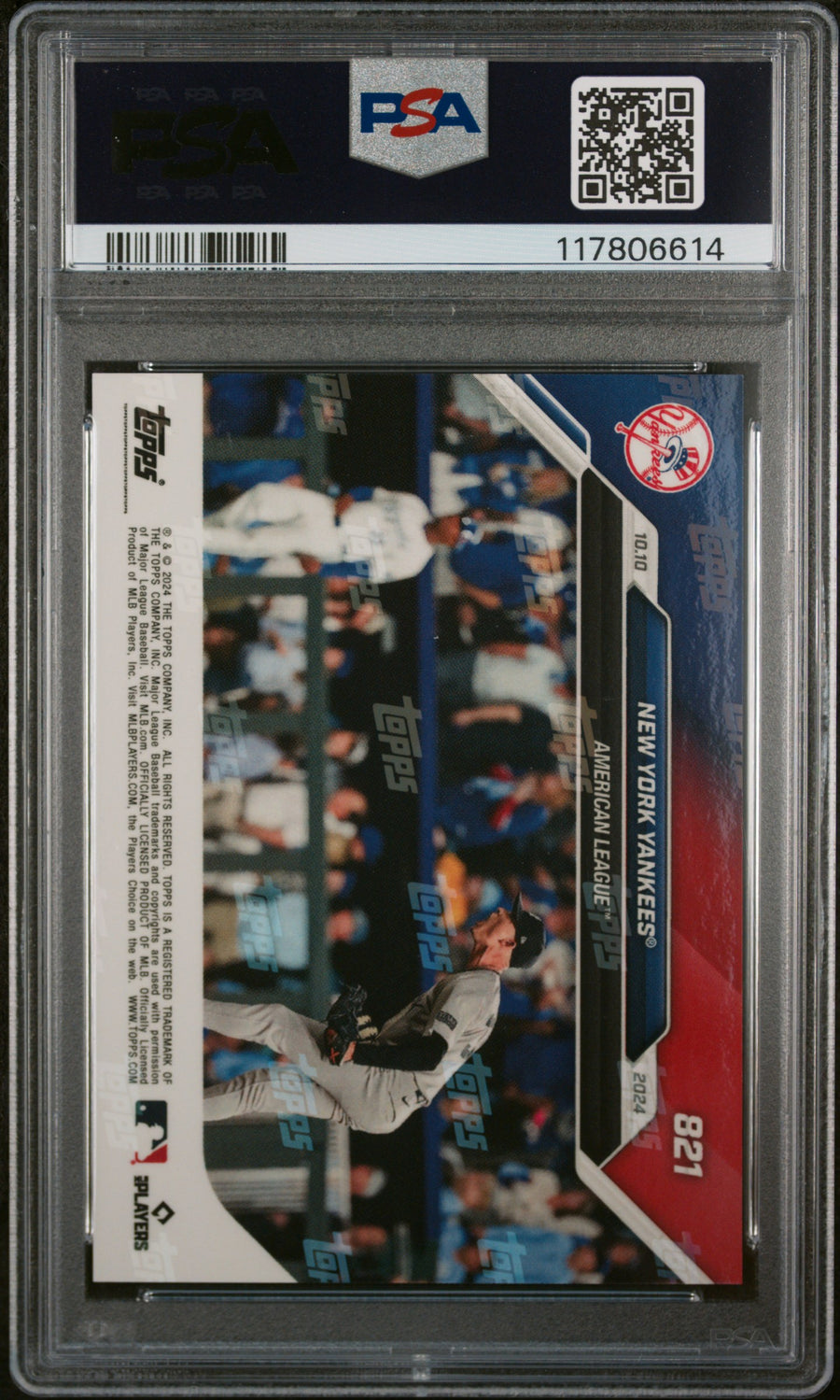 2024 Topps Now #821 New York Yankees PSA 10 — Back