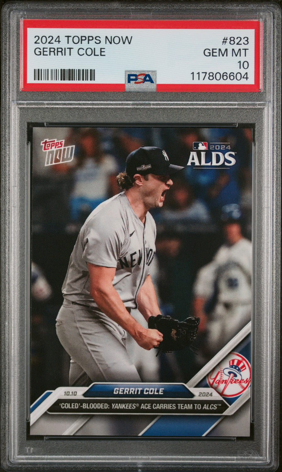 (1)2024 Topps Now #823 Gerrit Cole PSA 10 — Front