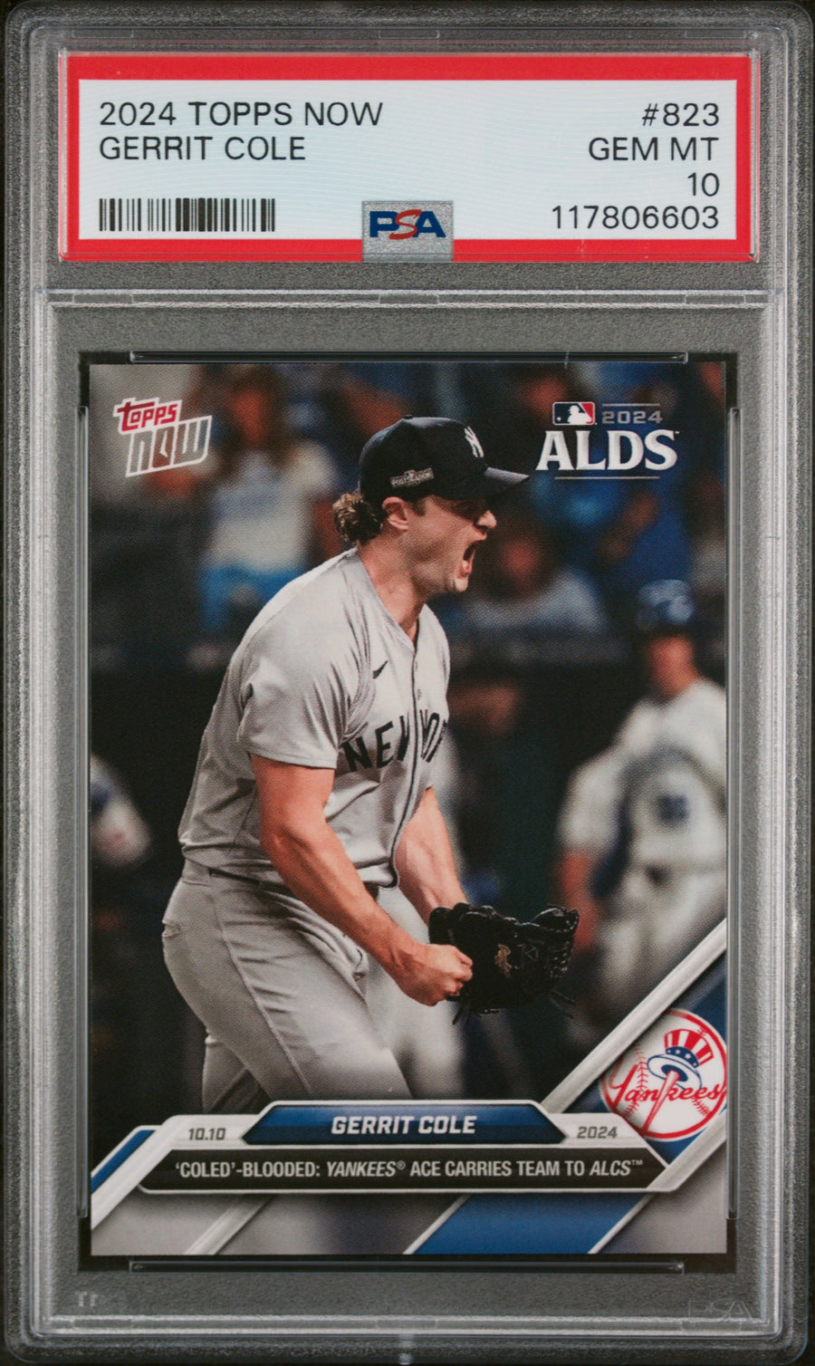(2)2024 Topps Now #823 Gerrit Cole PSA 10 — Front