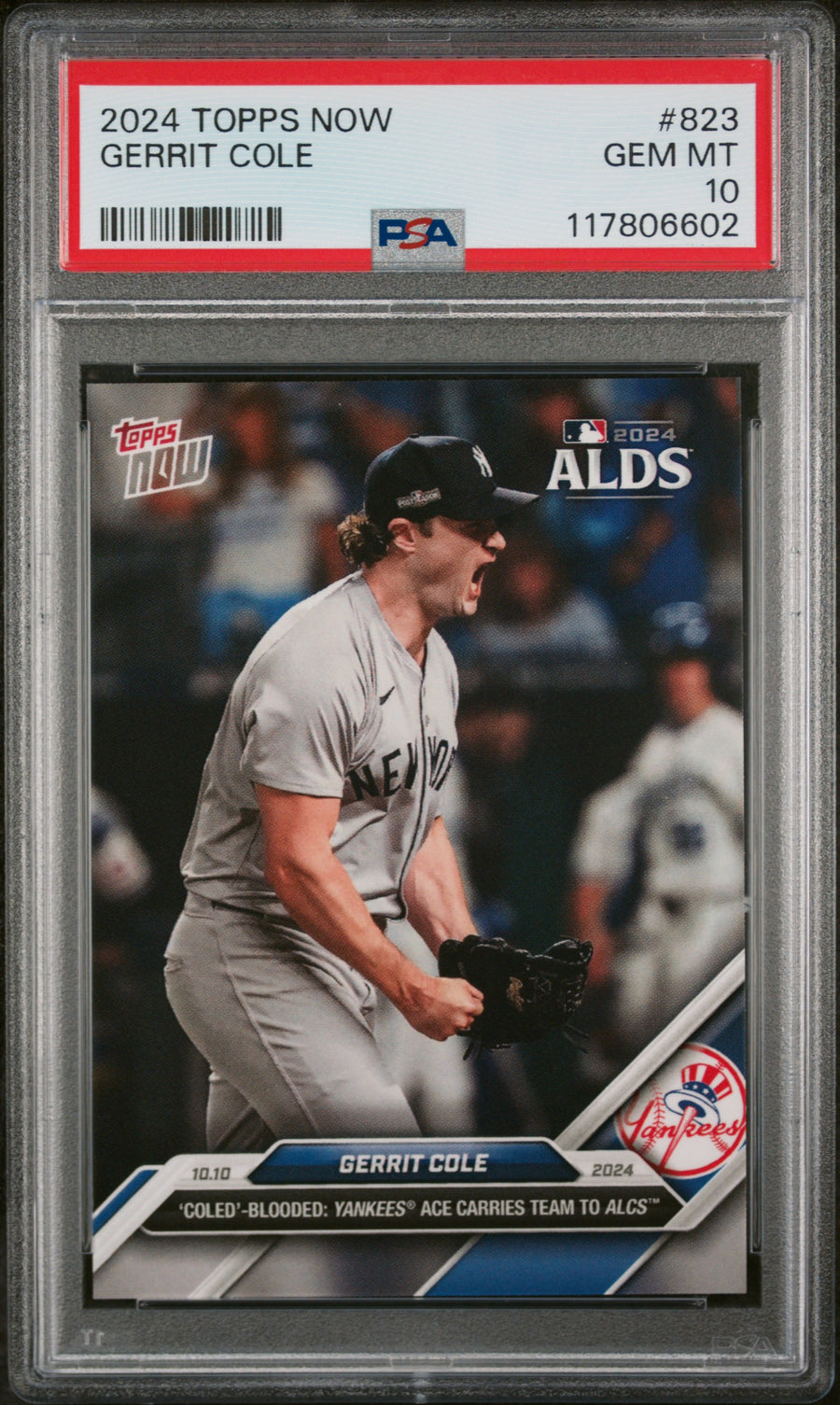 (3)2024 Topps Now #823 Gerrit Cole PSA 10 — Front