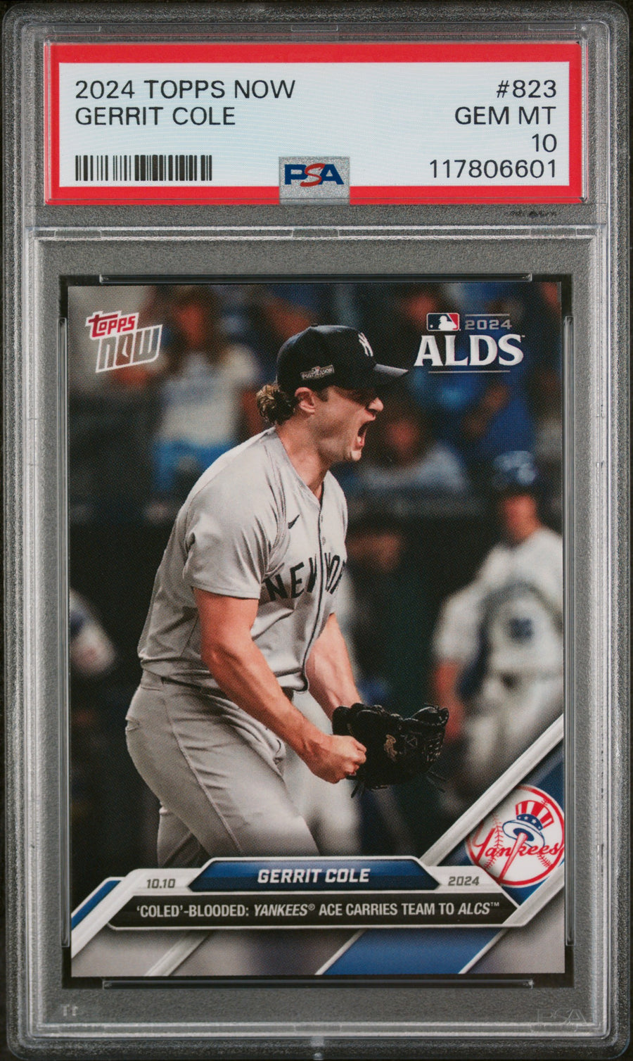 (4)2024 Topps Now #823 Gerrit Cole PSA 10 — Front