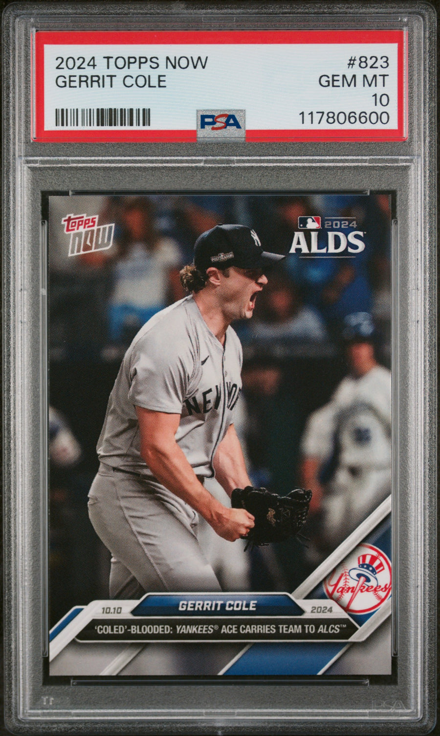 (5)2024 Topps Now #823 Gerrit Cole PSA 10 — Front