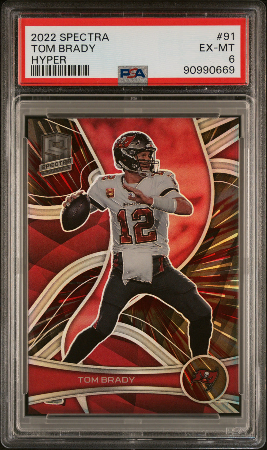 2022 Panini Spectra #91 Tom Brady Hyper PSA 6 — Front
